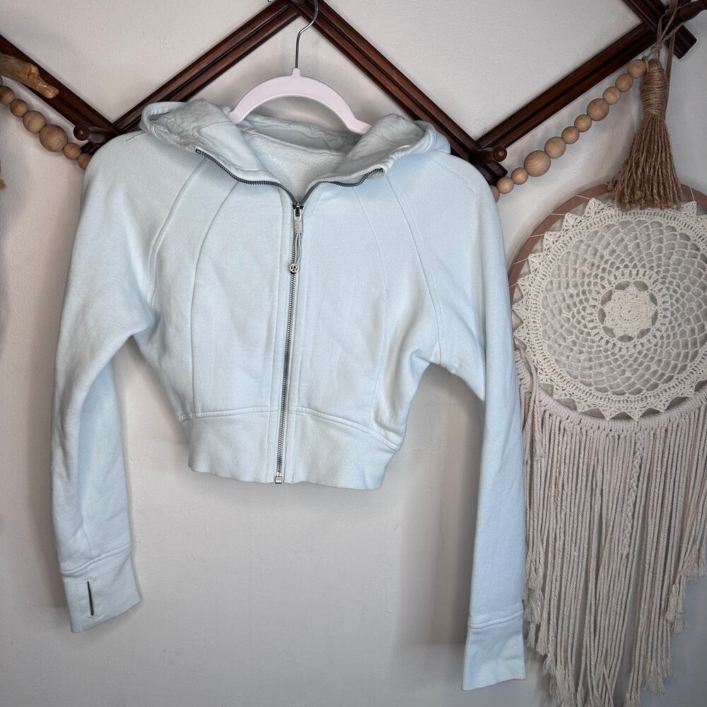 Lululemon Sheer Blue Full Zip Cropped Scuba Hoodie